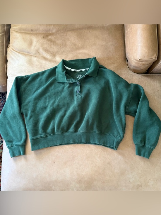 Madewell Tops - Madewell MWL Green Cropped Collared Sweatshirt Women’s Size XL